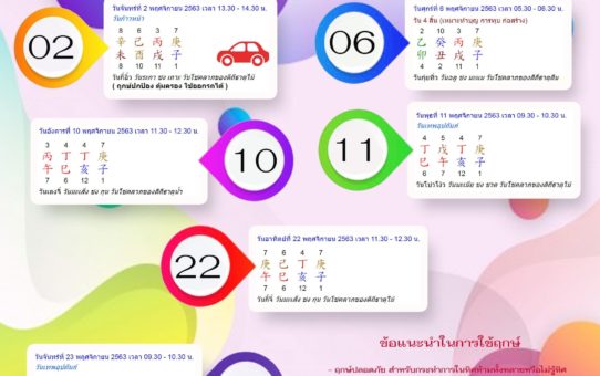 ฤกษ์ปลอดภัยเดือนพฤศจิกายน 63