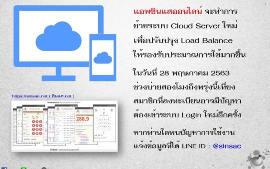 แจ้งย้ายปรับปรุงแอพซินแสออนไลน์