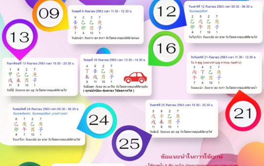ฤกษ์ปลอดภัยเดือนกันยายน 63